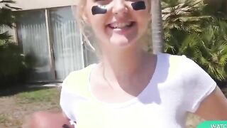 Crazy Hot Blonde Into Tight Shorts Getting Stretched And Drilled