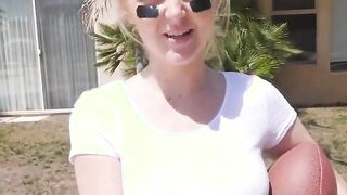 Crazy Hot Blonde Into Tight Shorts Getting Stretched And Drilled