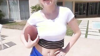 Crazy Hot Blonde Into Tight Shorts Getting Stretched And Drilled