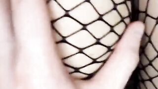Hottie gf in fishnets loves to gotten fuck