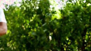 Redheaded temptress Nikki Fox walks with her boyfriend Matt Denae into the park, but these two can't keep their lips