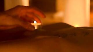 The clip is set for seduction. Luna Ruiz lets Lobo blindfold her and then sits patiently in her bra and