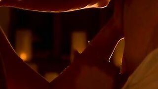 The clip is set for seduction. Luna Ruiz lets Lobo blindfold her and then sits patiently in her bra and