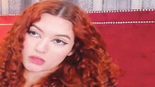 Curly Redhead Shaking While Rubbing Her Pussy