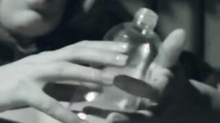 A finger in her tight butt while she rubs her bushy pussy