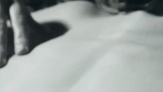 A finger in her tight butt while she rubs her bushy pussy