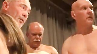 Geezers Gang Bang Wide a Nasty Young Blonde