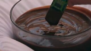 Lobo is gets creative dipping vibrator cars in chocolate pudding and then making tracks all over Luna Ruiz's tight little