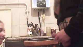 Tattooed Blonde Bombshell gives an Stunning Beauty Oral Sex