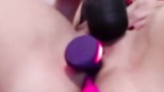 Dutch cougar with Wand Lush and Sex Toy Masturbating and help from Husband two