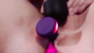 Dutch cougar with Wand Lush and Sex Toy Masturbating and help from Husband two