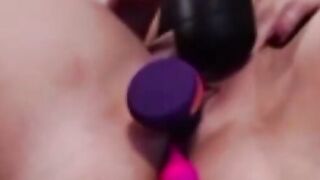 Dutch cougar with Wand Lush and Sex Toy Masturbating and help from Husband two