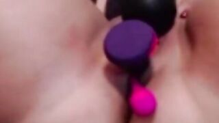 Dutch cougar with Wand Lush and Sex Toy Masturbating and help from Husband two