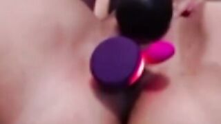 Dutch cougar with Wand Lush and Sex Toy Masturbating and help from Husband two