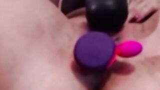 Dutch cougar with Wand Lush and Sex Toy Masturbating and help from Husband two