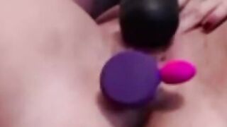Dutch cougar with Wand Lush and Sex Toy Masturbating and help from Husband two
