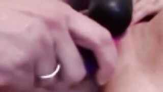 Dutch cougar with Wand Lush and Sex Toy Masturbating and help from Husband two