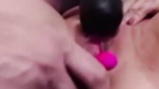 Dutch cougar with Wand Lush and Sex Toy Masturbating and help from Husband two