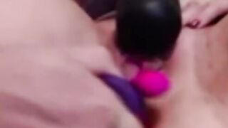 Dutch cougar with Wand Lush and Sex Toy Masturbating and help from Husband two