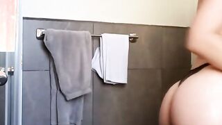hot hairdresser showing off her toying skills