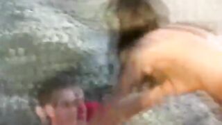 Lover takes my hard dick at the beach two