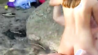 Lover takes my hard dick at the beach two