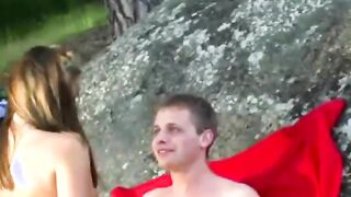 Lover takes my hard dick at the beach two