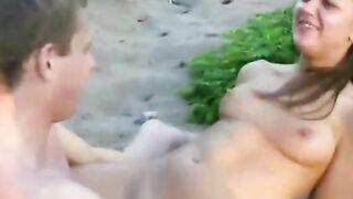 Lover takes my hard dick at the beach two