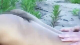 Lover takes my hard dick at the beach two