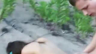 Lover takes my hard dick at the beach two