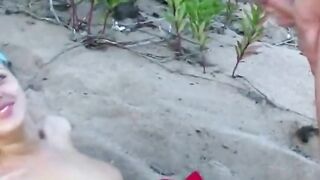 Lover takes my hard dick at the beach two