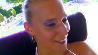 French blonde skinny eighteen next door has outdoor sex