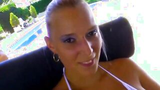 French blonde skinny eighteen next door has outdoor sex
