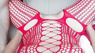 Hottie inside fishnets takes my hard cock