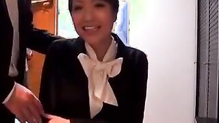 Japanese lovely assistant in pantyhose satisfies naughty man