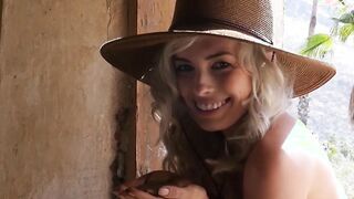 Passionate all natural blondie stripping