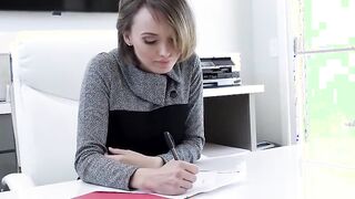 Bossy Lady Getting Naughty during Interview and Seduces the new Black Co-Worker inside her Office