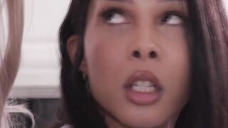 Gorgeous TS having anal sex in kitchen