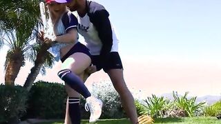Cute Blonde Beauty Needs Baseball Lessons But Instead Her Long Friend Getting