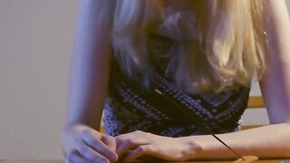 Perfect Blonde Plays with her Gigantic Natural Melons and Bushy Cunt