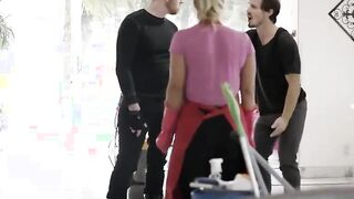Gigantic round butt maid double penetrated by two burglars