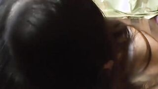 Stepsister with glasses sucks a penis in point of view