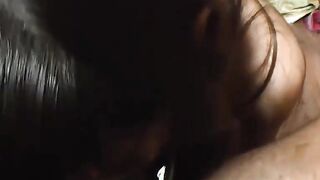 Stepsister with glasses sucks a penis in point of view