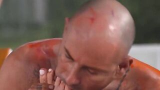 Stunning Snatch With Mouth Play Filthy With The Painter's Big Paint Fondle