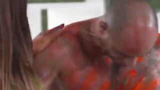 Stunning Snatch With Mouth Play Filthy With The Painter's Big Paint Fondle