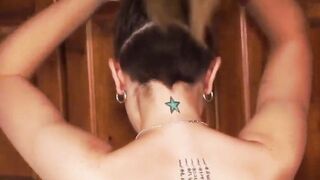 Cute 19 yo fucks her bushy snatch and tight asshole with gigantic sex dildos