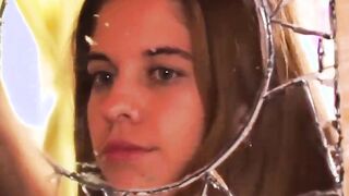 Cute 19 yo fucks her bushy snatch and tight asshole with gigantic sex dildos