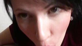 Stepsister with a huge tongue sucks a schlong