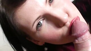 Stepsister with a huge tongue sucks a schlong