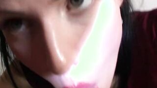 Stepsister with a huge tongue sucks a schlong